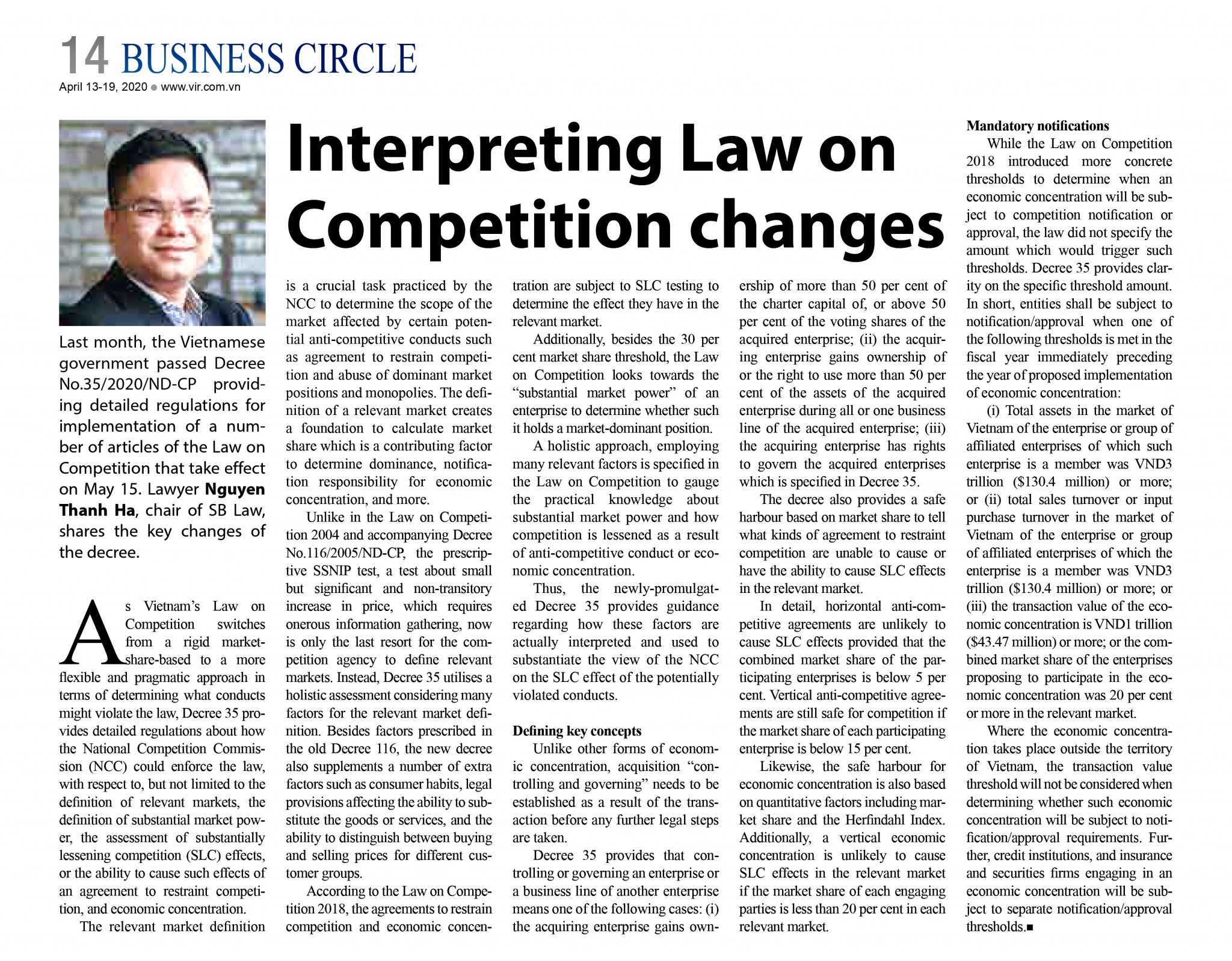 INTERPRETING LAW on competition CHANGES.