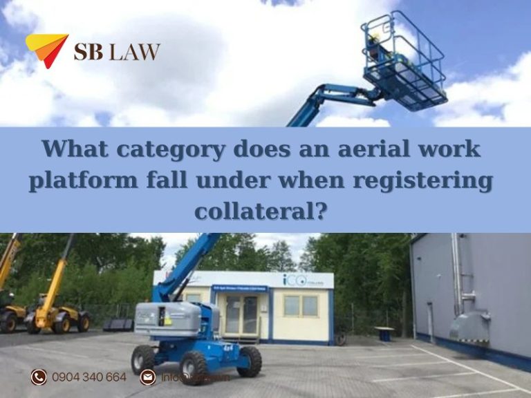 What category does an aerial work platform fall under when registering collateral